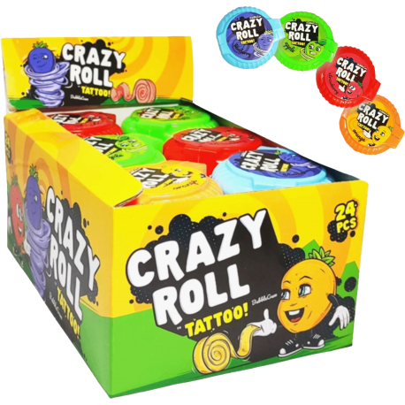 Žvýkačka crazy roll s tattoo s ovocnou příchutí mix