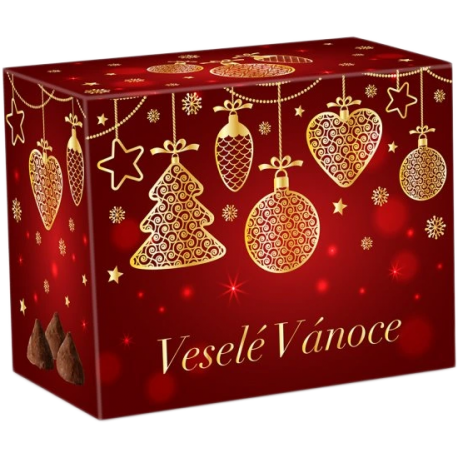 Veselé Vánoce zlaté ozdoby  - belgické pralinky s čokoládovou náplní