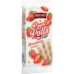Wafer rolls plněné trubičky s jahodovou náplní