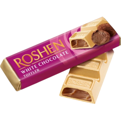 Roshen bílá čokoládová tyčinka s náplní (45%) s mléčnou čokoládou