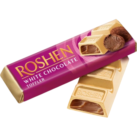 Roshen bílá čokoládová tyčinka s náplní (45%) s mléčnou čokoládou
