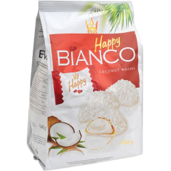 Happy Bianco - vafle s kokosovým krémem v bílé polevě a posypané strouhaným kokosem