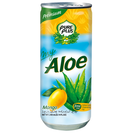 Pure plus nápoj z aloe Aloe plech 240 ml Mango