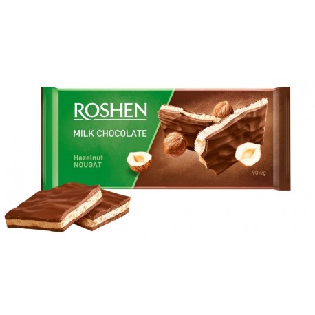 Roshen mléčná čokoláda s náplní lískooříškovo-nugátovou příchutí